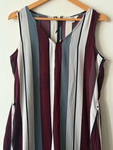 Chic Striped V-Neck Jumpsuit