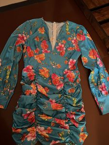 Floral Print Ruched Mini Dress