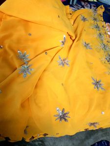 Yellow Embroidered Saree