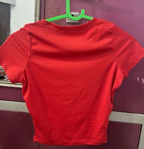 Bright Red Cropped T-Shirt