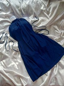 Elegant Navy Blue Halter Dress