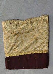 Embroidered Brown &amp; Gold Saree