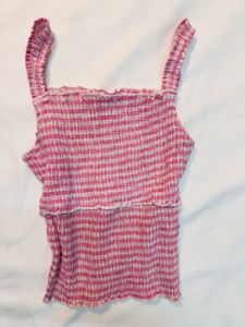 Pink Striped Crop Top