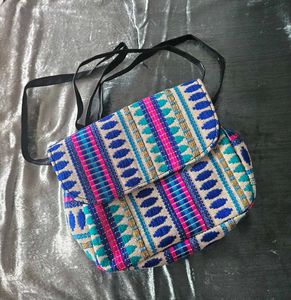 combo Boho Woven sling Bag with bangle