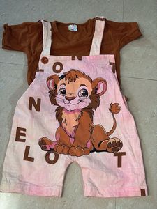 Cute Lion Overalls Set