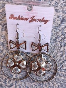 Sparkling Clover &amp; Bow Drop Earrings