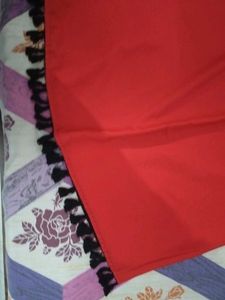 Red Ethnic Kurta with Black Geometric Print