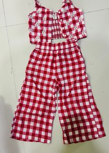 Red Gingham Crop Top & Palazzo Set