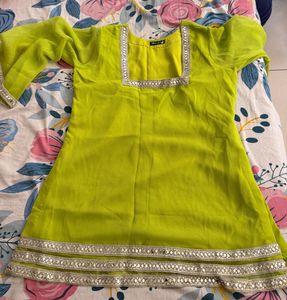 Beautiful Lime Green Kurta with Mirror Work