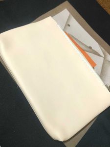 Leather travel pouch :- Cream Beige