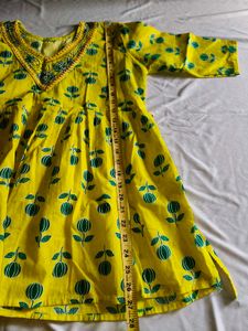 Yellow Printed Kurta