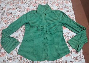 Vero moda Green Striped formal shirt Top