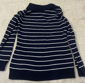 Striped Navy Turtleneck Sweater