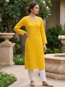 Vibrant Yellow Embroidered Kurti