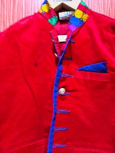Red Festive Nehru Jacket