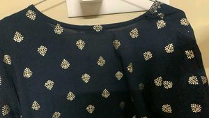 Navy Blue Kurta with Silver Embellishments