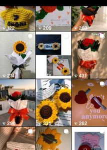 Handmade Crochet Flower Keychains set of 3