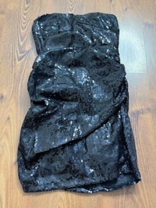 Sparkling Black Sequin Strapless Dress