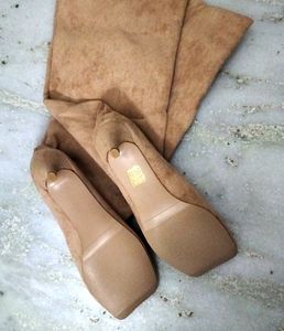 Square toe trendy knee high  Kitten Heel Boots