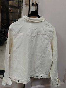unisex. Cream Denim Jacket