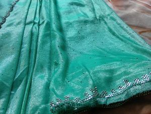 Stunning Sea Green Saree with Embellished Border