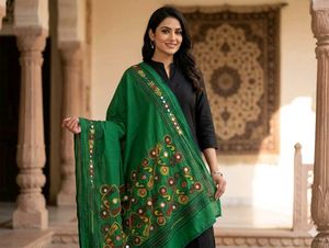 Vibrant Green Embroidered Dupatta