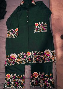 Embroidered Green Co-ord set