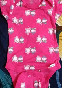 Baby Girls Pink Bear Print Bodysuit