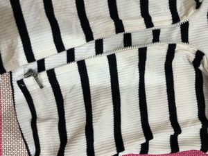 Striped Zipper Detail Top