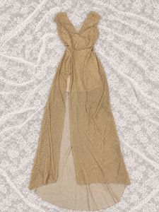 golden slit dress