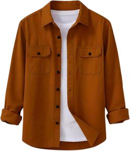Rust Brown Casual Overshirt for Men | Premium Cott