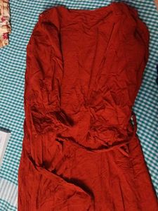 Beautiful Terracotta Kurta Set with Lace Detail