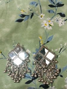Boho Mirror &amp; Bead Dangle Earrings