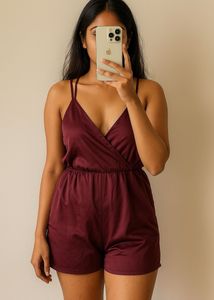 Burgundy Criss-Cross Romper
