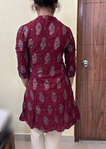 Maroon Printed Kurta