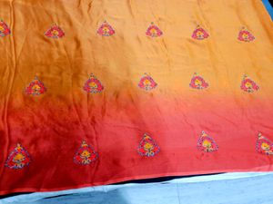 🇳🇿💫🎀Elegant Orange &amp; Grey black shade Saree