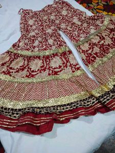 Red Floral Kurta with Trouser