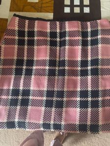 Pink Plaid Mini Skirt