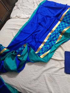 Vibrant Blue Silk Saree