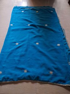 Beautiful Blue Embroidered Saree