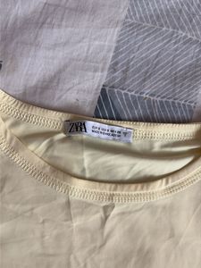 Zara Butter Yellow Polyamide Tshirt