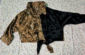 Leopard Print & Black Satin Shirt