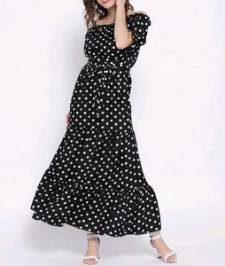 Polka Dot Flared Maxi Dress