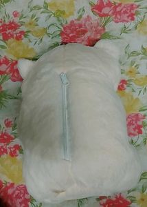 Pink Heart Pillow with Two Teddy Bears