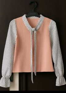 Pink &amp; Polka Dot Blouse Winter Top
