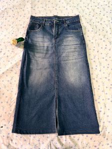 Denim Slit Skirt