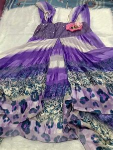 Purple Ombre Gown with Floral Applique