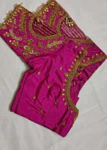 🩷🩷 Pink bridal maggam Silk Blouse