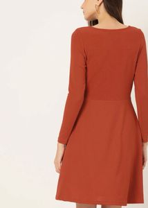 Rust colored Solid A-Line Dress
