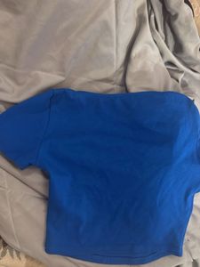 Zara Blue Square Neck Crop Top